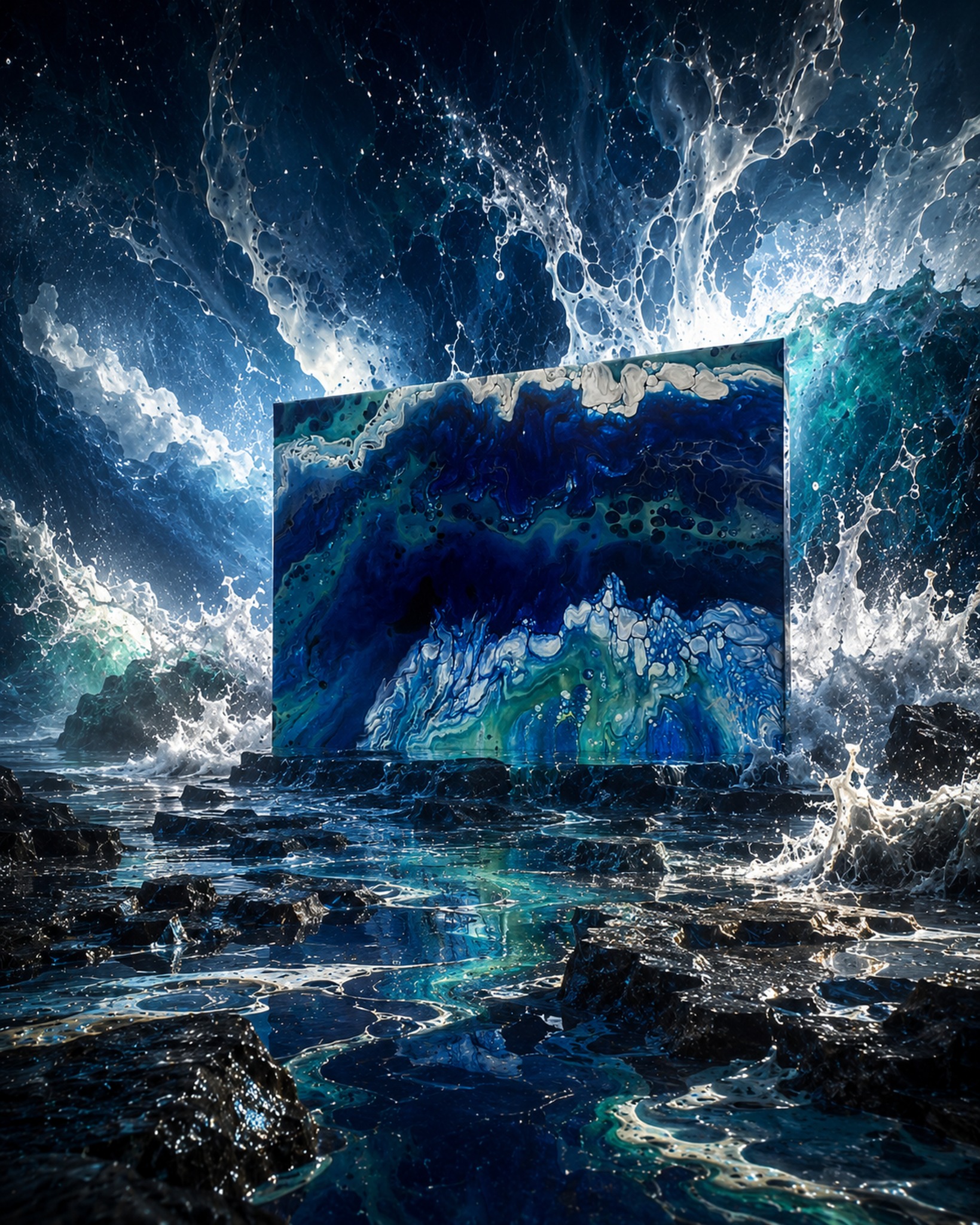 Immersive presentation of an original acrylic painting by JD Hecht